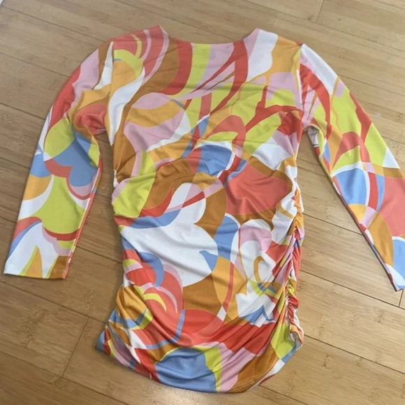 Boston Proper Retro Vibe Ruched Sequin Neckline Blouse size XS - Picture 10 of 10